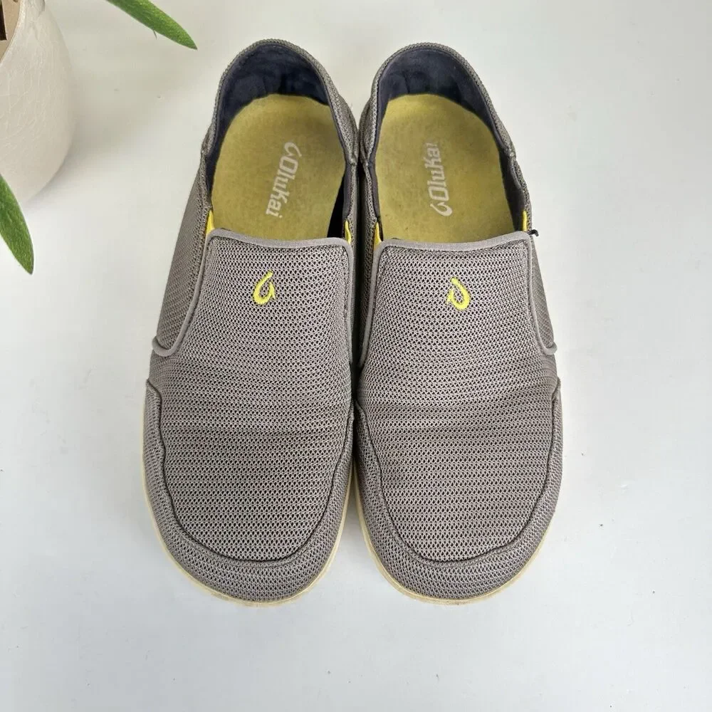 Olukai Nohea Mesh Rock Canoe Taupe Casual Shoe Slip On Drop In Heel Men Size 8.5